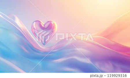 Soft pastel heart background with abstract waves. 119929316
