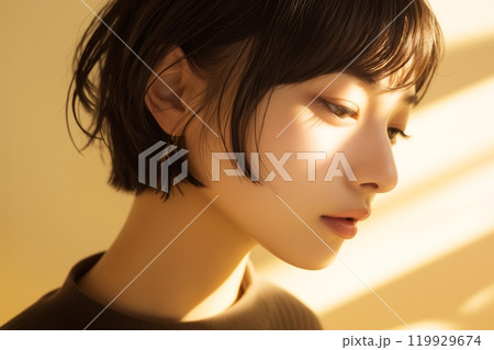 黒髪ショートヘアの美人女性「AI生成画像」 119929674