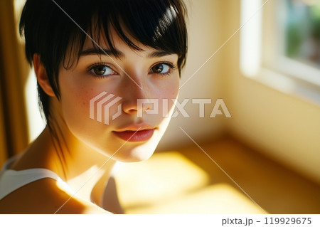 黒髪ショートヘアの美人女性「AI生成画像」 119929675