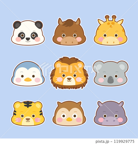 cute animal face set 2 119929775