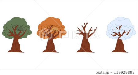 Tree seasonal phase season growth times nature cycle summer autumn fall winter spring wood plant colorful icon design set collection Tree seasonal phase season growth times nature cycle summer autumn fall winter spring wood plant colorful icon design set collection 119929895
