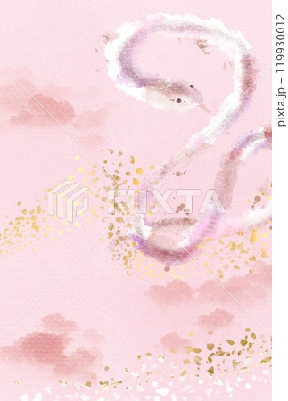 蛇と金箔の女性らしいピンク色の年賀状用背景イラスト素材 119930012
