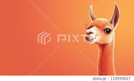 A cheerful llama with soft fur and bright eyes 119930027