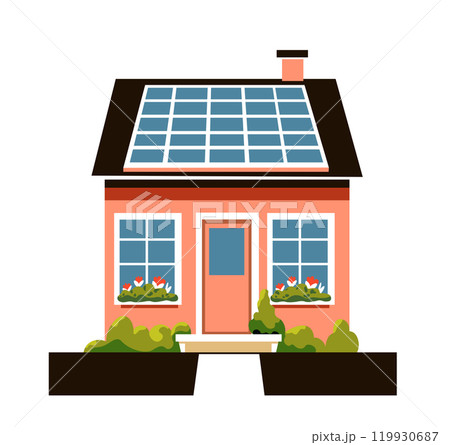 House with solar panels vector House with solar panels vector 119930687