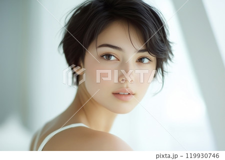 黒髪ショートの美しい女性「AI生成画像」 119930746