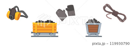Mining Industry Tool and Extracting Equipment Vector Set 119930790