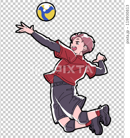 Illustration of a boy spiking 119930813