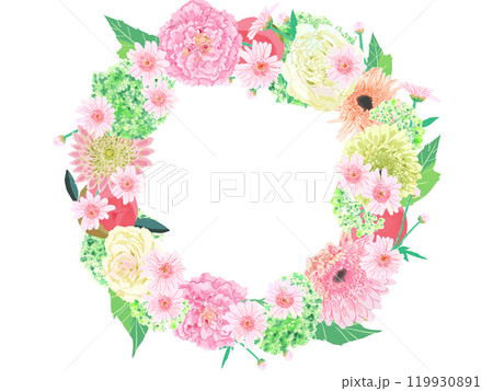 華やかなピンクのリース 119930891