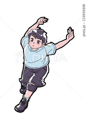 スパイクの助走をする男の子のイラスト 119930896