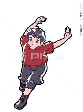 スパイクの助走をする男の子のイラスト スパイクの助走をする男の子のイラスト 119930897