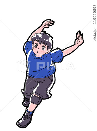 スパイクの助走をする男の子のイラスト スパイクの助走をする男の子のイラスト 119930898
