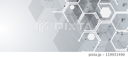 Abstract modern science or technology background with hexagon elements 119931490