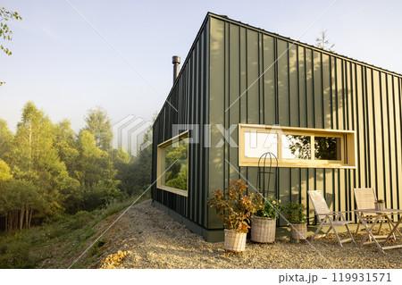 Morning Light on a Cozy Cabin Patio Morning Light on a Cozy Cabin Patio 119931571