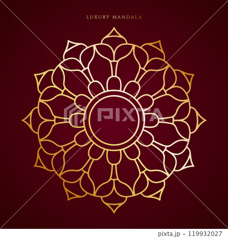 Luxury decorative mandala design in gold color Luxury decorative mandala design in gold color 119932027