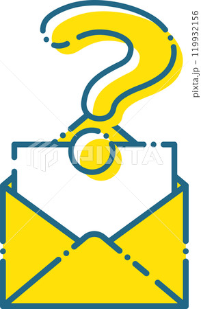 シンプルな破線の手紙、便箋とクエスチョンマークのイラスト 119932156