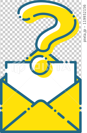 シンプルな破線の手紙、便箋とクエスチョンマークのイラスト 119932156