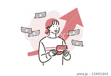 人物 貯金が増えて喜ぶ女性 119932843