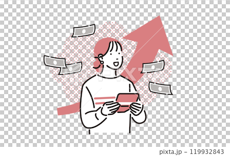 人物 貯金が増えて喜ぶ女性 119932843