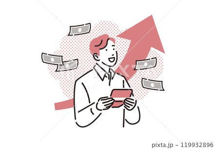 人物 貯金が増えて喜ぶ男性 人物 貯金が増えて喜ぶ男性 119932896