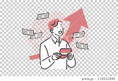 A man who is happy about his increased savings A man who is happy about his increased savings 119932896