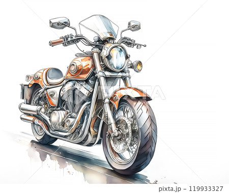 クルーザータイプのバイクのスケッチのイメージ素材 119933327