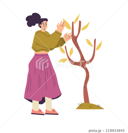 Woman Studying Plant Exploring Nature Vector Illustration Woman Studying Plant Exploring Nature Vector Illustration 119933645