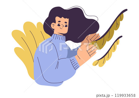 Woman Character Studying Plant Exploring Nature Vector Illustration Woman Character Studying Plant Exploring Nature Vector Illustration 119933658