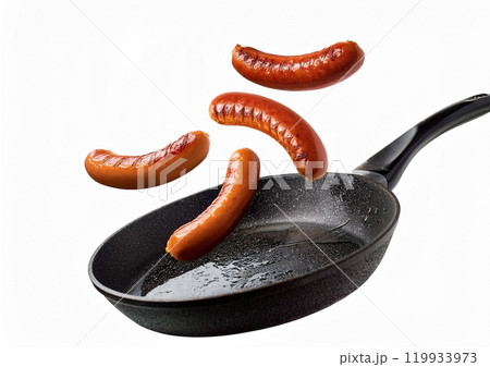 ウインナーソーセージをフライパンで焼く ウインナーソーセージをフライパンで焼く 119933973