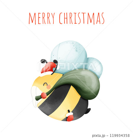 cartoon snowman with balloons 119934358