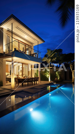 A modern house concept with a swimming pool A modern house concept with a swimming pool 119935169