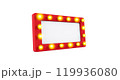 3D rendering, Realistic red Cinema sign mock up with light around, blank empty space, side view shot, isolated on white background. 119936080