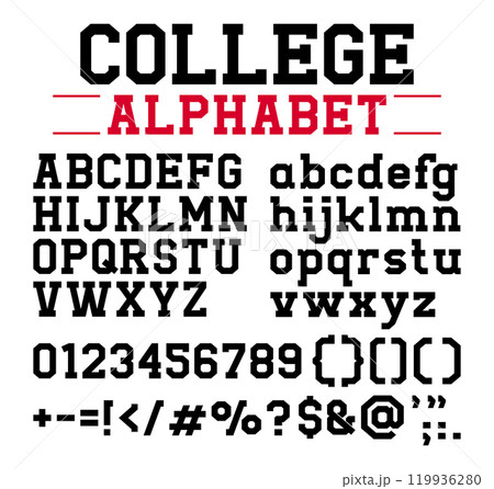 Sport college alphabet fonts silhouette Sport college alphabet fonts silhouette 119936280