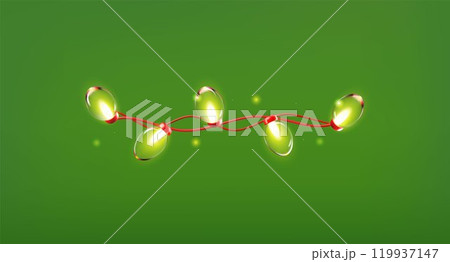 3d illustration of a garland with round elongated glowing bulbs and small sparkling particles. 3d illustration of a garland with round elongated glowing bulbs and small sparkling particles. 119937147