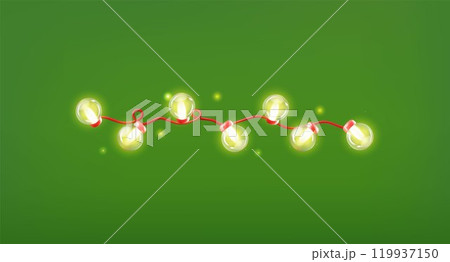Christmas 3D garland with light effect in bulbs and small glowing particles. 119937150
