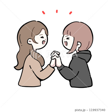 喜びあっている女性2人のイラスト(マーク付) 喜びあっている女性2人のイラスト(マーク付) 119937340