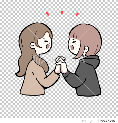喜びあっている女性2人のイラスト(マーク付) 喜びあっている女性2人のイラスト(マーク付) 119937340