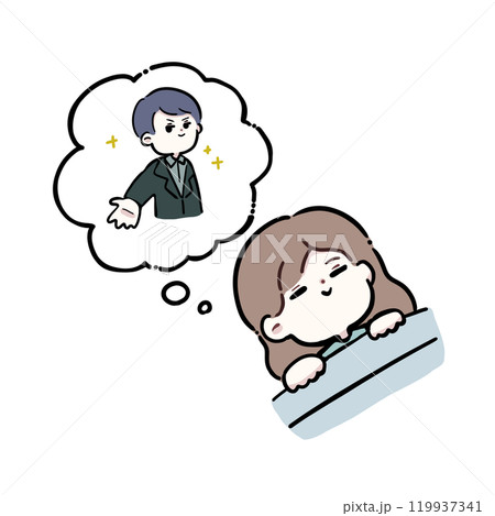 素敵な夢を見ている女性のイラスト 119937341