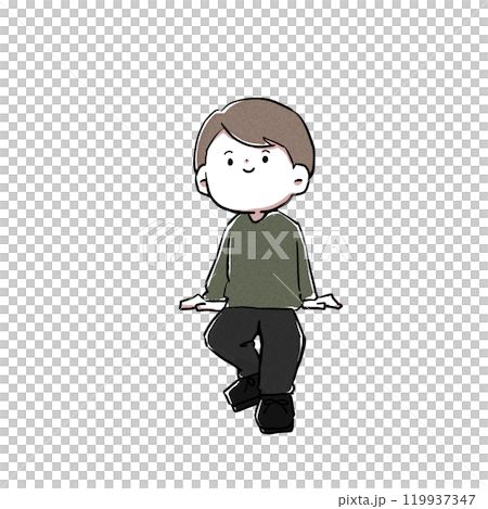 腰掛けている男性のイラスト 119937347