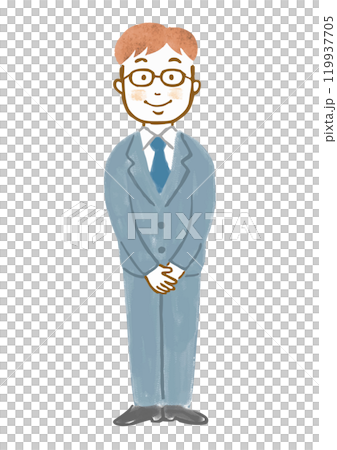 Hand-drawn illustration of a serious man in a suit 119937705