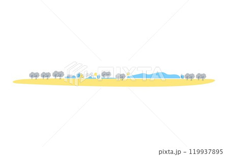 木々と山のあるのどかな風景 木々と山のあるのどかな風景 119937895