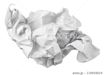 White crumpled paper ball isolated on white background 119938024