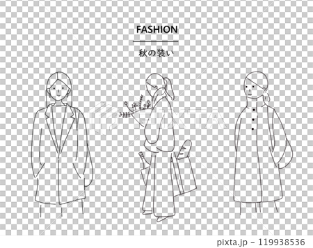 Simple line drawing of a woman Simple line drawing of a woman 119938536