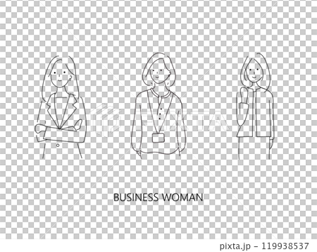 スーツを着た女性のシンプルな線画イラスト素材 119938537