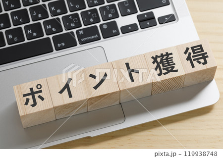 ポイント獲得と書かれた積み木のブロック 119938748