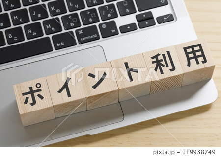 ポイント利用と書かれた積み木のブロック ポイント利用と書かれた積み木のブロック 119938749