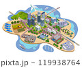 進化を続ける未来都市社会のイメージイラスト　バリエーションあり 119938764