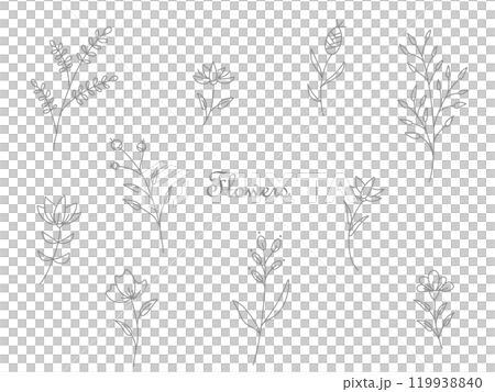 簡單的花線畫插圖 119938840