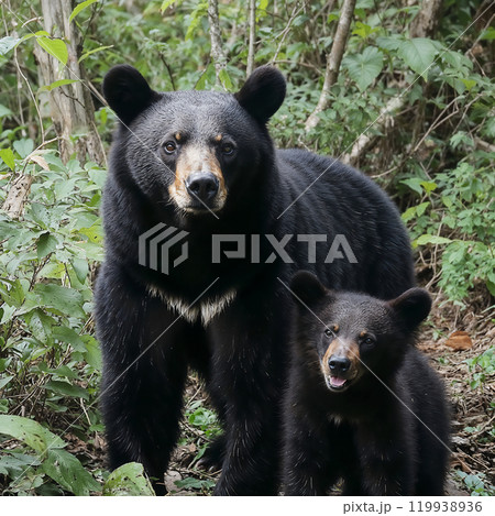 ツキノワグマの親子のイラスト素材 [119938936] - PIXTA
