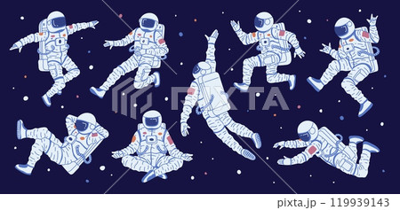 Set of astronauts in a space. 119939143