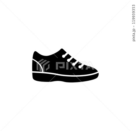 Stylish, black vector icon of a casual sneaker. Perfect for fashion and sportswear designs 119939353